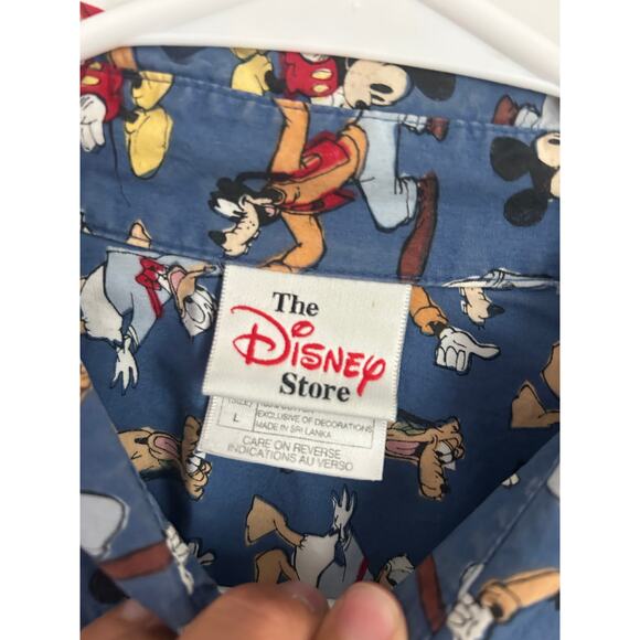 Vintage EUC Disney Store Camp Shirt Size Large Mickey Mouse Daffy Pluto Goofy - Picture 4 of 6
